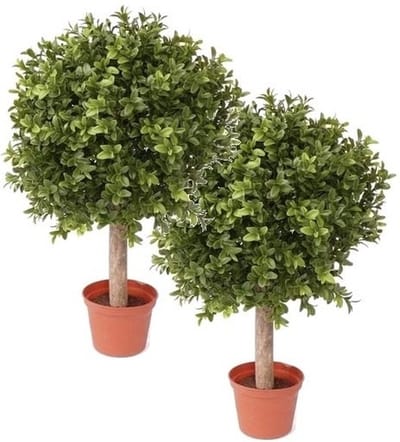 2x bellatio flowers and plants buxus bol - kunstplant op stam - h34 x d25 cm - uv-bestendig