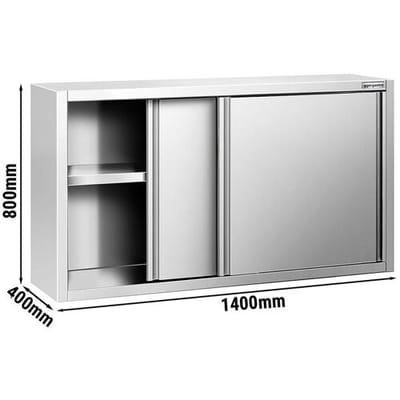 GGM Gastro Edelstahl Wandhängeschrank PREMIUM - 1400x400mm - mit Schiebetür - 800mm hoch