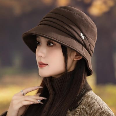 Japanse Stijl Retro Veelzijdige Geplooide Vissershoed Herfst en Winter Hoed Dames Warme Bucket Hat Buiten Winddichte Basin Hoed average size black