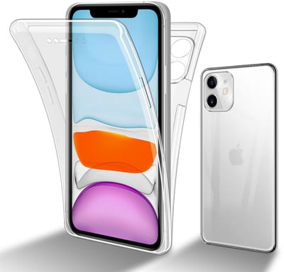 Cadorabo Hoesje geschikt voor Apple iPhone 11 in TRANSPARANT - 360° Full Body Case Cover Beschermhoes Voor- en achterbescherming, all-round bescherming met displaybescherming