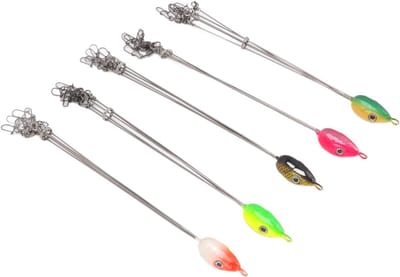 Stalen Paraplu Vistuigtuig - 5 Armen Set - Vissen Met Kunstaas - Flexibele Opstelling - 18 Cm Lengte - Grijs