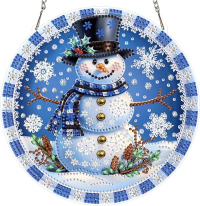 5D kerst diamant schilderij sneeuwpop hanger met ketting, doe-het-zelf kit voor volwassenen en kinderen, winterse decoratie en geschenken voor tuin en huis