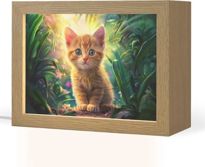 Nachtlampje 20x15 cm - Kinder lampje - Kat - Huisdier - Natuur - Tafellamp kinderkamer - Slaapkamer lamp - Bedlamp kinderen - Kinderlampje stopcontact - Wandlamp babykamer - Nachtlampjes