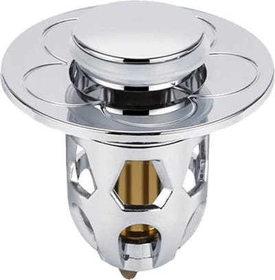 Wastafelstop - Afvoerstop universeel - Schoonhouden afvoer - Met opvangmandje - Ø 34-40 mm - Zilver