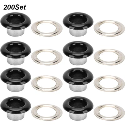 200 Sets Oogje Gesp Metaal Oogje Schoenen Leer Tassen DIY Ambacht Knop Klinknagel Gereedschap 6mmZwart zwart
