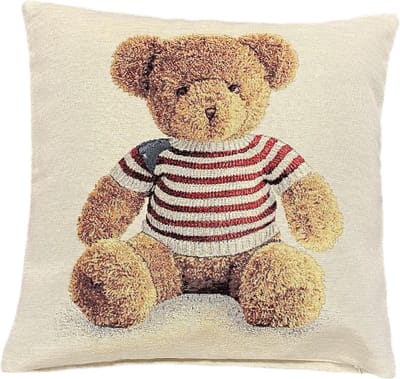 Kussenhoes - Luxe gobelinstof - Bear - Beer met gestreepte trui - 45x45 cm