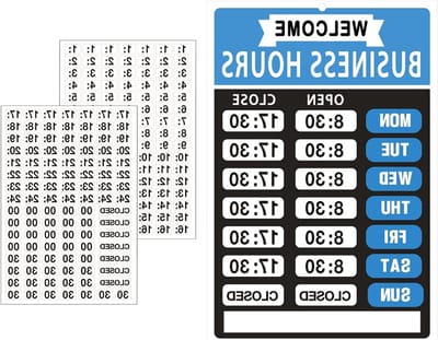 Openingstijdenbord, openingsurenbordset, veranderlijk openingstijdenteken, openingstijdenborden voor bedrijven, open bord met uren, ideale borden voor elk bedrijf, winkel of kantoor (blauw, 8 "x