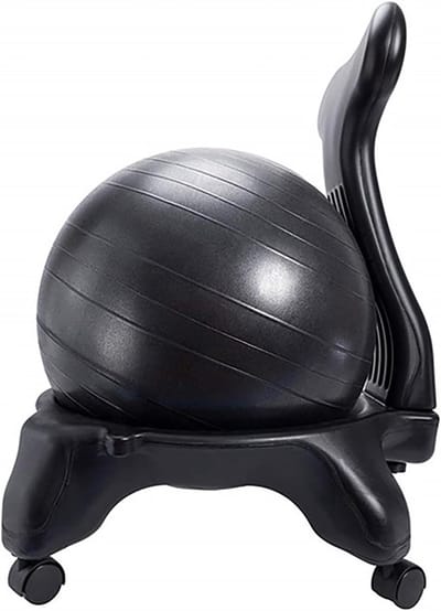 Yogabal Stoel - Balansstoel Zetel - Zittend Werken Fitness - Brede Stabiliteit Stevig - 55cm Bal - Zwart