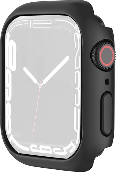 By Qubix - Apple Watch 41mm Hard case (open front) - Zwart - Geschikt voor Apple Watch 41mm hoesje - screenprotector - Bescherming iWatch - Bescherm hoesje