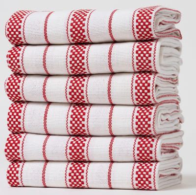 Keukendoekenset - 6 Stuks Extra Grote, Duurzame Katoenen Handdoeken met Ophanglus - Rood