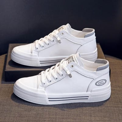 Sneakers Dames Lente Nieuwe Instappers Luie Schoenen Comfortabel en Veelzijdig Sportief Leer Casual Witte Schoenen Dames 40 gray