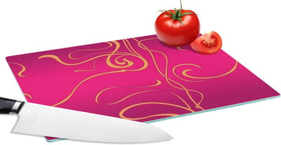 Glazen Snijplank - 28x20 - Art nouveau - Goud - Roze - Patronen - Snijplanken Glas
