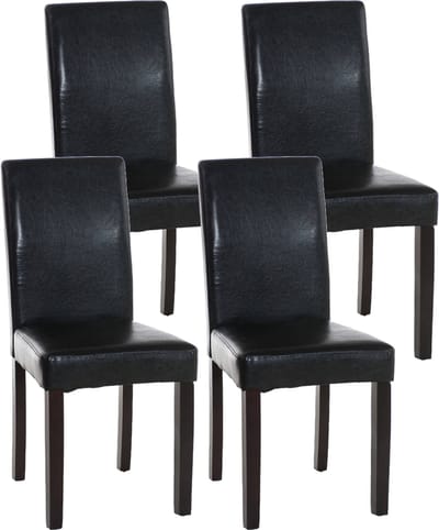 CLP Ina Set van 4 Eetkamerstoelen - Kunstleer zwart donkerbruin