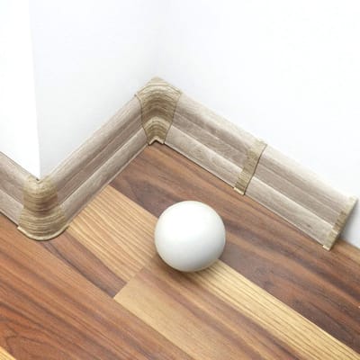 PVC Plinten - Laminaatlijsten Kunststof - Wandafwerking Vloer - Verborgen Kabelvoering - 26 Meter - Wit Eiken