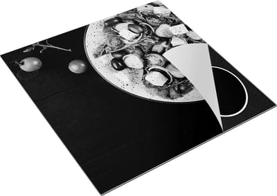 Chefcare Inductie Beschermer Bord met Groentes - Salade - Zwart Wit - 78x78 cm - Afdekplaat Inductie - Kookplaat Beschermer - Inductie Mat