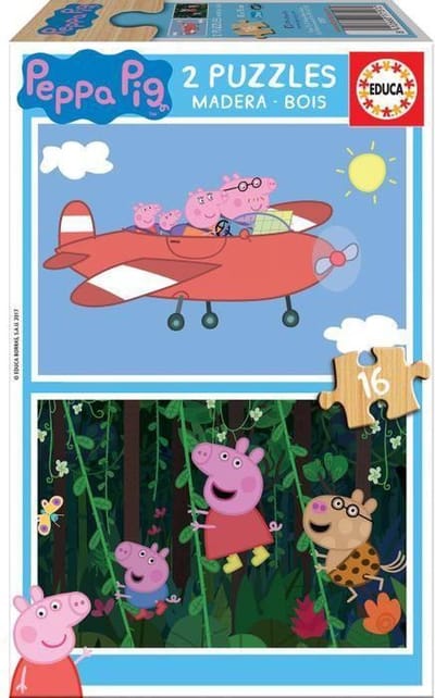 Educa - puzzel hout - Peppa Pig - 2 x 16 stukjes