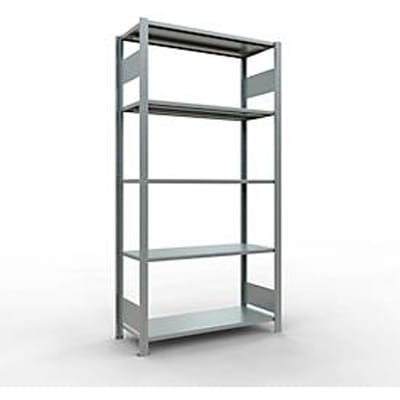Legbordstelling MULTIplus150 - 5 legborden - L 1000 x B 400 x H 2000 mm - draagvermogen 150 kg - lichtgrijs RAL 7035