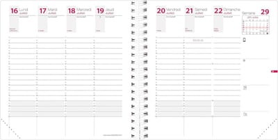 Navulverpakking Weekplanner Medium 16x16 cm - 13 Maanden Spiraal Schooljaar 2024-2025 - Franstalig