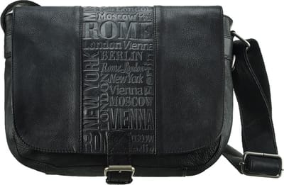 Bull & Hunt-City-Big-Tas-Leer-Crossbody tas-Schouder tas-1 tas 2 stijlen-34cmx25cmx12cm-Zwart