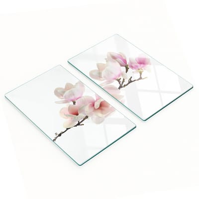 Glazen snijplanken met decoratieve afbeeldingen van magnolia, 2x30x52 cm