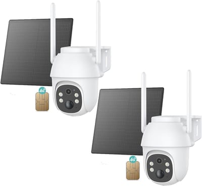 ieGeek Beveiligingscamera Draadloos Buiten - 2K Solar Wifi Camera - voor Huisbeveiligingssysteem - Batterijgevoede Bewakingscamera met Zonnepaneel - 360° PTZ - Kleuren Nachtzicht - Bewegingssensor - Werkt met Alexa - 2 Stuks