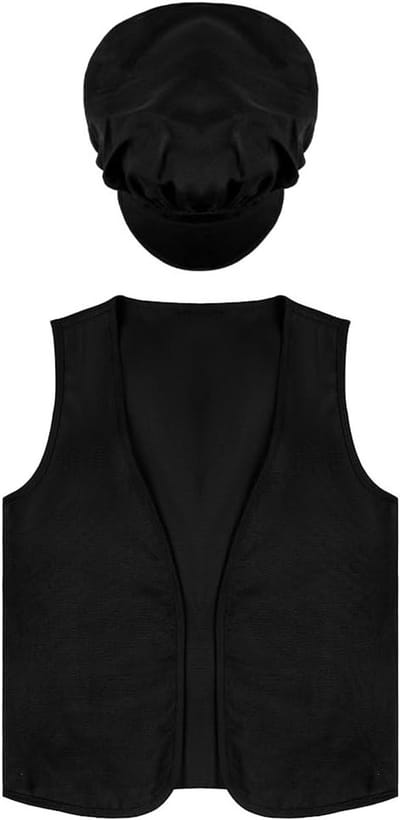 Victoriaanse Kinderkostuum Zwart 2-delige Set met Vest en Hoed, Perfect voor Halloween en Theatrale Rollenspellen