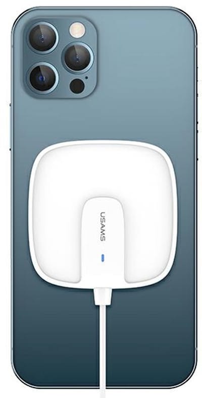 USAMS US-CD159 Serie - Magnetische Draadloze Oplader - 15W - iPhone 12 Compatibel - Wit