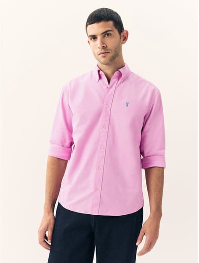 Next - Heren - Oxford-overhemd met lange mouwen en standaard pasvorm - Roze