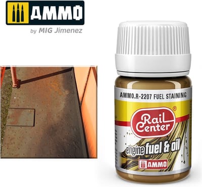 AMMO by Mig Jimenez Modelbouwdecoratie - MIG R2207 Rail Center - Fuel Staining - Nature Effects - 35 ml Effecten potje