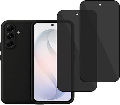Technow hoesje + 2x Privé Screenprotector geschikt voor Samsung Galaxy S26 – Privacy Tempered Glass - Back Case - Cover - Zwart