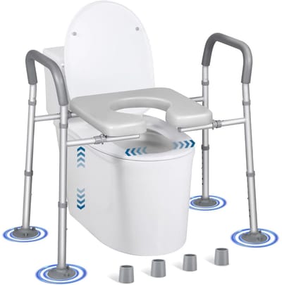 SAVI® Toiletverhoger 10 cm - Voor Ouderen - WC Verhoger - Grijs - 51cm x 44cm x 16cm
