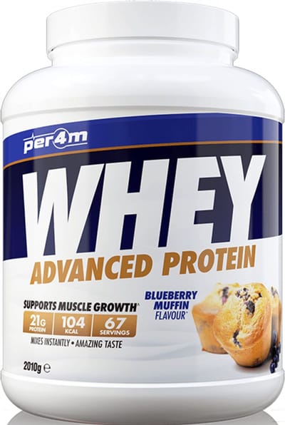 Per4m - Advanced Whey Protein - Blueberry Muffin - Proteine poeder - Eiwit shake - Eiwitpoeder - 2.01kg - Whey Protein - Eiwitshakes - Whey Proteine - Protein - Proteine - Proteine Shake - Shake - Fitness - Krachttraining - Gym