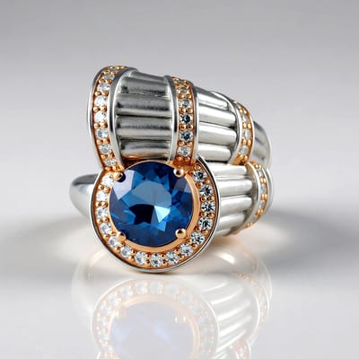 Cavill - Luxe Zilveren Ring met Roségoud Finish - 2,655 ct Kleurwissel Fluoriet & 0,855 ct Witte Topaas - 49 Diamanten Accent Zirkoon