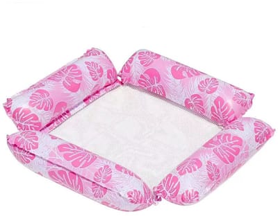 Luchtbed-luchtmatras-luchtbed zwembad-Opblaasbare Waterligstoel met Hoofdsteun-Luxe Zwembadstoel voor Volwassenen - 120x115cm - 4-in-1 Floating Lounge Chair - Tot 115kg - Roze- Comfortabele Pool Float voor Vakantie en Strand