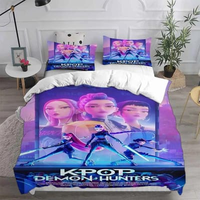 KPop Demonenjagers Beddengoedsets EU Eenpersoons Dekbed Quilt Bedovertrek Dekbedovertrek Kussensloop 2-3 Stuks Sets Halloween Kostuum AU Single(140x210cm)