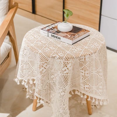 Artistieke Elegante Katoenen Holle Bureau Tafelkleed Hangend Kwastje Hanger Tafelkussen Kast Koelkasthoes Bank Rugleuning Handdoek 60x120cm