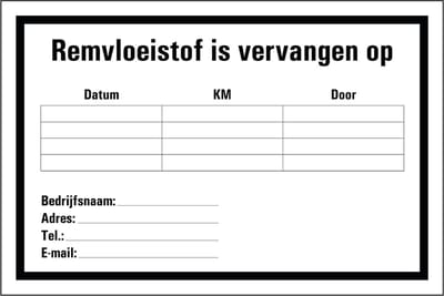 Remvloeistof sticker 150 x 100 mm
