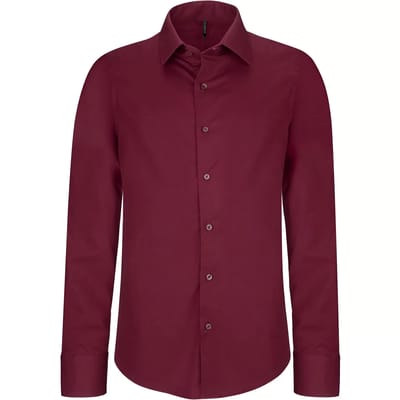 Kariban Heren stretch overhemd lange mouwen K529 - Wine - 3XL