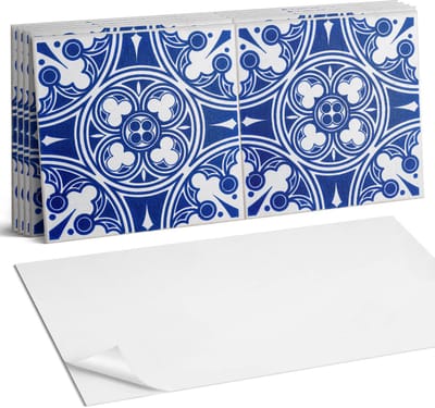 Coloray Plaktegels - Patroon met geometrische motieven Wandtegel Zelfklevend - 60 cm x 30 cm - Blauw Plaktegels - 6 stuks - Rechthoek PVC Tegels - Plaktegels Keuken - Zelfklevende Vloertegels Badkamer - Vinyltegels Vloer Zelfklevend