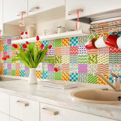 Tegelstickers voor de muur in keuken en badkamer - 24 Azulejos Andrez cementtegelstickers - 24 stickers van 10x10 cm