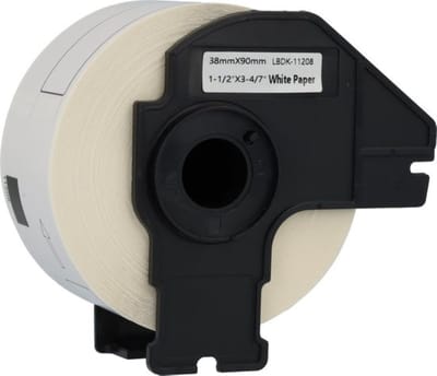 Dappaz - 2 stuks Brother DK-11208 Compatible - Voorgestanst verzendlabel Adreslabel - 38 x 90 mm - 400 labels per rol incl. Houder - Zwart op wit - Geschikt voor Brother Printer QL - Papier