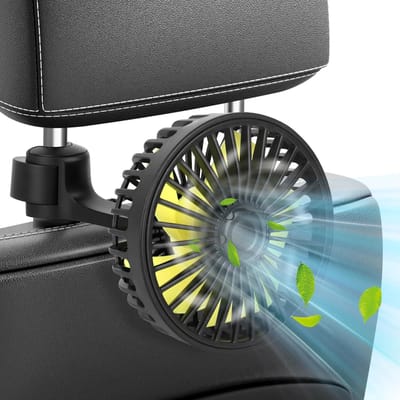 Autoventilator voor de achterbank, autokoelventilator, stille ventilator met 3 snelheden, verstelbare 360 graden draaibare autoventilator, 5 V, draagbare USB-koelluchtventilator voor vrachtwagen