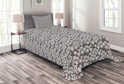 ABAKUHAUS Dagdeken-set – Botanische papaverkapsels – 170x220 cm – grijs
