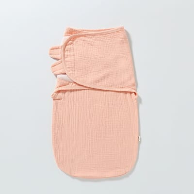 Babywikkeldoek, pasgeboren deken, gemaakt van ademend biologisch katoen, verstelbare grote babywikkeldoek (lichtroze - S)