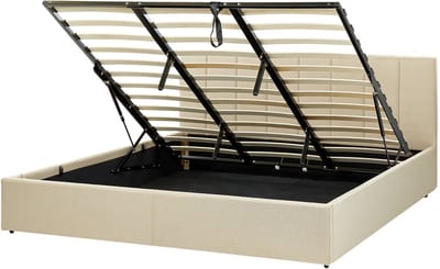 DREUX - Bed met opbergruimte - Beige - 180 x 200 cm - Polyester