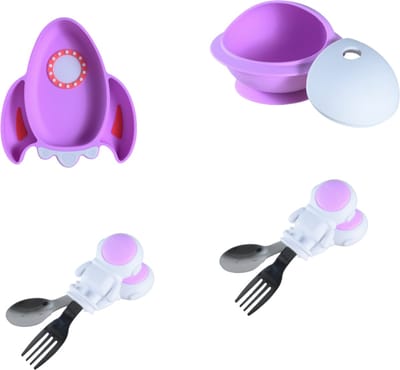 Sproudsy Serviesset Space - Kinderservies - Kraamcadeau - Baby - 4-delig - Lilac