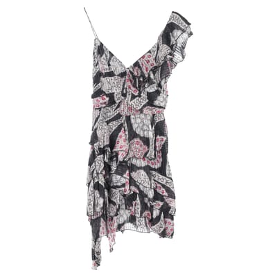 Isabel Marant mini-jurk met ruches en print in veelkleurige zijde