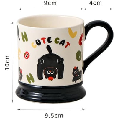 Keramische Mok Leuke Stijl Stoute Kat Huishoudelijke Koffiekop Creatieve Kop Beste Vriend Verjaardagscadeau Koppel Waterbeker 301-400ml beige