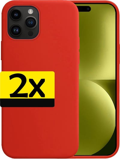 Hoesje - 2 Stuks - Geschikt voor Apple iPhone 15 Pro - Sterk & Shockproof - Case Siliconen - Back Cover - Telefoon Hoes - Telefoonhoesjes - Rood