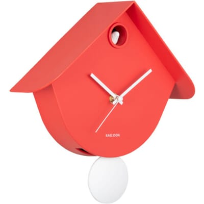 Karlsson Wandklok Cool Retro - Helderrood - 7.5x25.5x25.8cm - Wandklok Modern